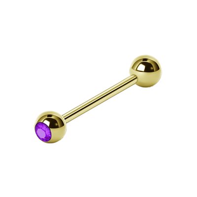 24k gold plated jewelled barbell