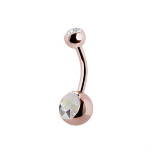 24k rose gold plated steel double jewelled navel banana