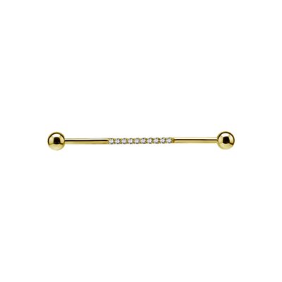 24k gold plated jewelled industrial barbell