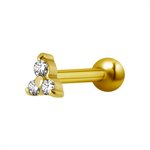 24k gold internal barbell with jewelled trinity attachment