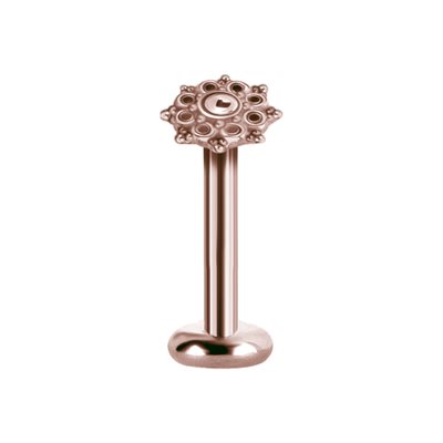 24k rose gold plated internal labret with tribal attachment