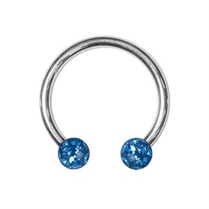 Crystal circular barbell with epoxy on gems