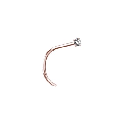 18k rose gold nosescrew with prong setting jewel