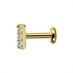 24k gold plated internal labret with jewelled attachment