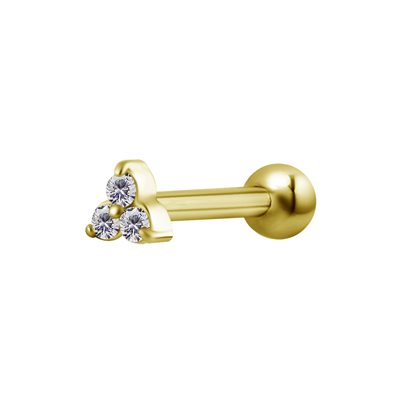 24k gold plated internal barbell with jewelled trinity