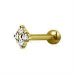 24k gold plated one side barbell with jewelled attachment
