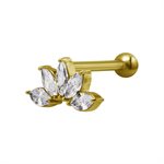 24k gold plated internal barbell with jewelled marquise attachment