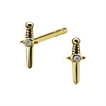 24k gold plated jewelled dagger earstuds