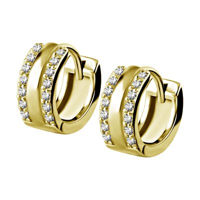 24k gold plated double jewelled hoop earrings