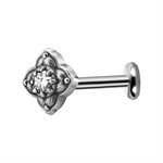 Internal labret with jewelled tribal flower attachment