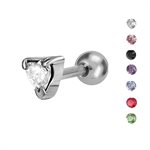 Micro barbell with cubic zirconia