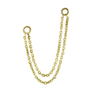 18k gold 2 connecting chains for clicker