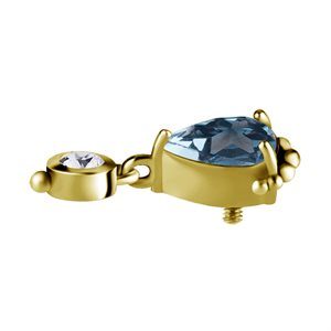 18k gold internal attachment with white and blue topaz