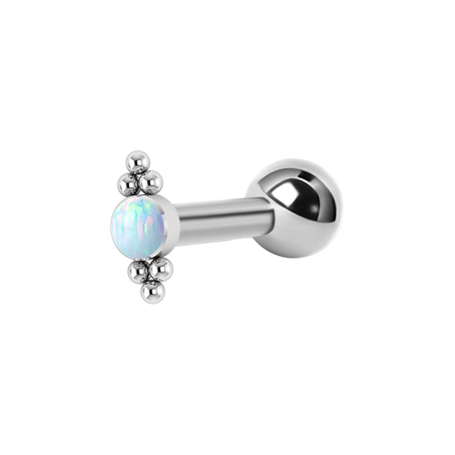 Titanium one side internal barbell with opal attachment